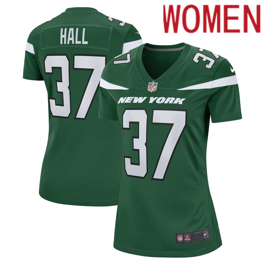 Women New York Jets 37 Bryce Hall Nike Gotham Green Game NFL Jersey